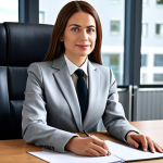 비뇨기과에서 시행하는 정액 검사 - Businesswoman in Office**

A professional businesswoman in a modest business suit, sitting at a desk...